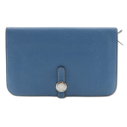 HERMES Long Wallet Purse Togo blue Dogon GM unisex(Unisex) Used Authentic