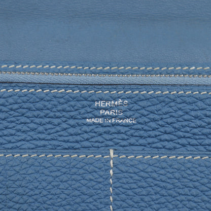 HERMES Long Wallet Purse Togo blue Dogon GM unisex(Unisex) Used Authentic
