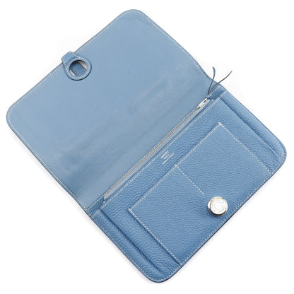 HERMES Long Wallet Purse Togo blue Dogon GM unisex(Unisex) Used Authentic