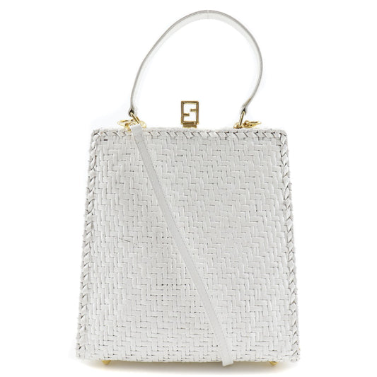 FENDI Handbag leather White Women Used Authentic