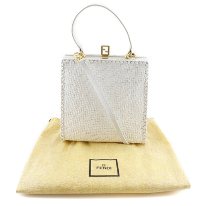 FENDI Handbag leather White Women Used Authentic