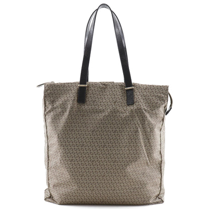 FENDI Tote Bag Nylon, Calfskin Brown micro zucchini