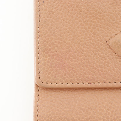 CHANEL Tri-fold wallet Caviar skin pink COCO Mark