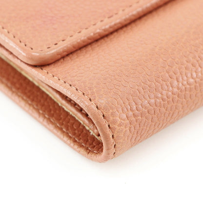 CHANEL Tri-fold wallet Caviar skin pink COCO Mark