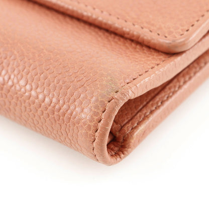 CHANEL Tri-fold wallet Caviar skin pink COCO Mark