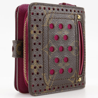 LOUIS VUITTON Bifold Wallet M95188 Monogram canvas Brown / Pink Monogram Perfo Compact zip