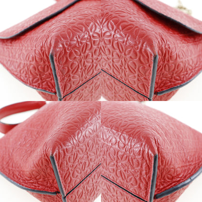 LOEWE Shoulder Bag Calfskin Red ChainShoulder Repeat anagram Avenue Women Used Authentic
