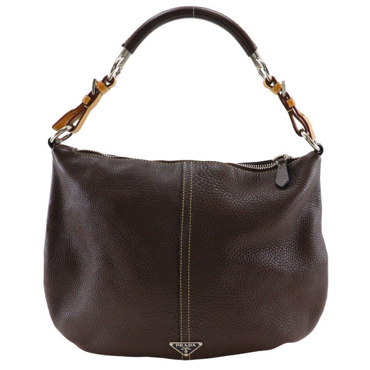 PRADA Shoulder Bag Calfskin Brown one belt
