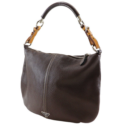 PRADA Shoulder Bag Calfskin Brown one belt