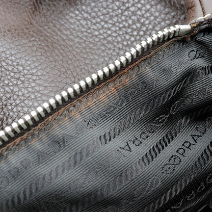 PRADA Shoulder Bag Calfskin Brown one belt