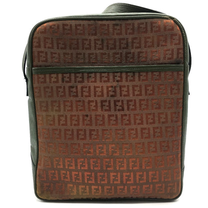 FENDI Shoulder Bag PVC / Leather Khaki x Brown type Zucchino ZuccaPattern logoPattern pochette Vintage old