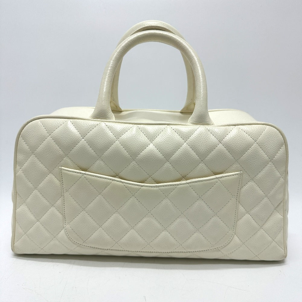 CHANEL Handbag Caviar skin white CC COCO Mark Boston Duffel bag Women Used Authentic