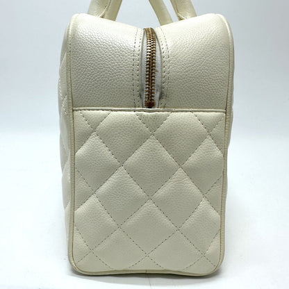 CHANEL Handbag Caviar skin white CC COCO Mark Boston Duffel bag Women Used Authentic