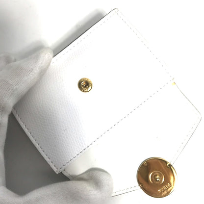 FENDI Trifold wallet 8M0395 leather white logo mini compact wallet
