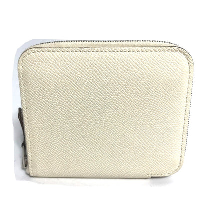 HERMES Coin case Epsom white Silk In Coin Pocket Compact Wallet Azap compact Women Used Authentic