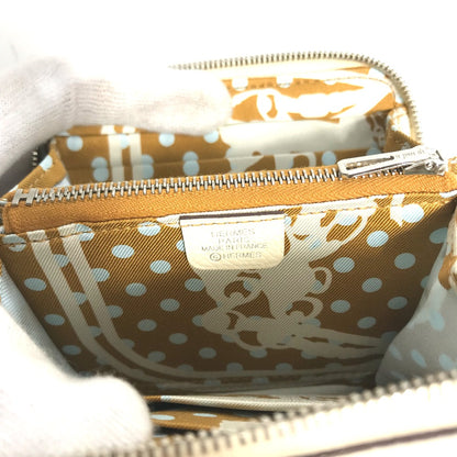HERMES Coin case Epsom white Silk In Coin Pocket Compact Wallet Azap compact Women Used Authentic