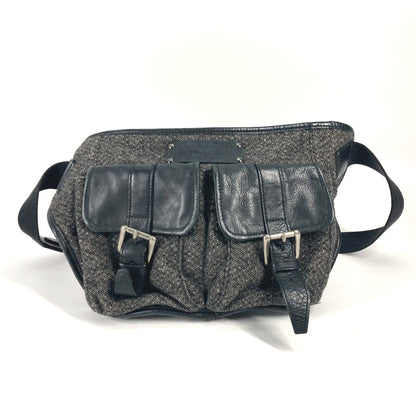 BURBERRY Sling bag Wool, Leather Gray type Black label Waist bag