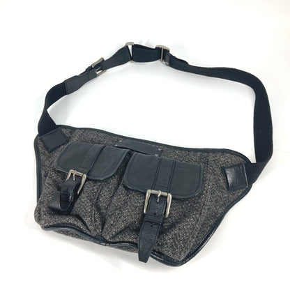 BURBERRY Sling bag Wool, Leather Gray type Black label Waist bag