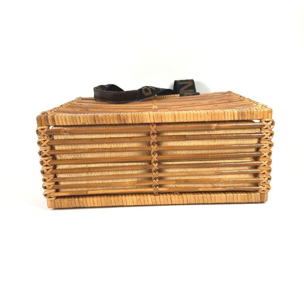 FENDI Handbag Rattan Brown straw basket bag basket basket Women Used Authentic