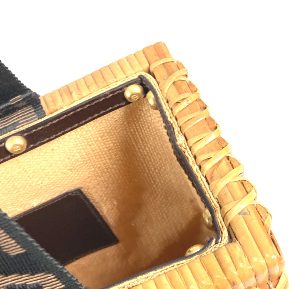 FENDI Handbag Rattan Brown straw basket bag basket basket Women Used Authentic