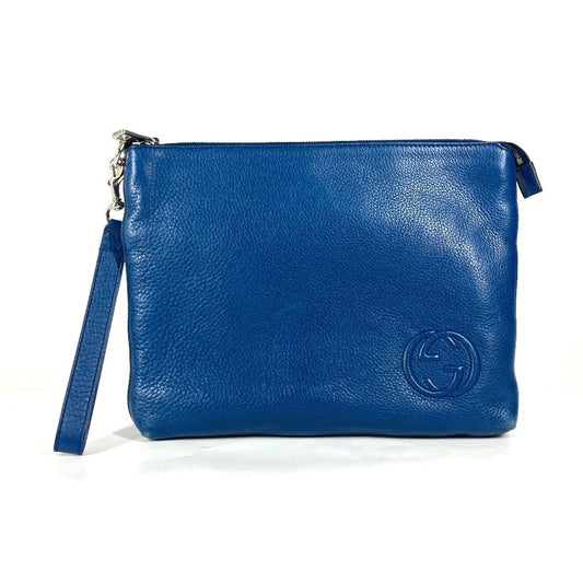 GUCCI business bag 322054 leather blue GG Interlocking G