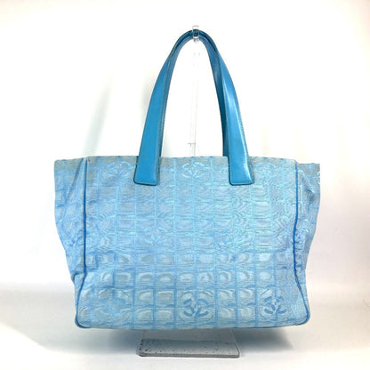 CHANEL Shoulder Bag A15991 Nylon jacquard / leather blue New Travel Line MM