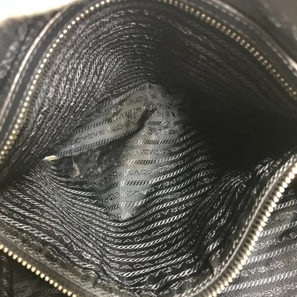 PRADA Shoulder Bag Leather / nylon Navy logo