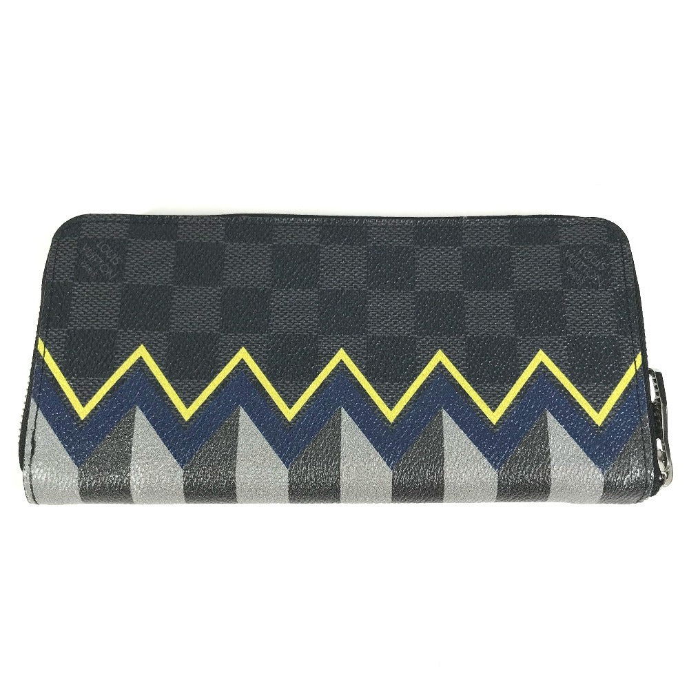 LOUIS VUITTON Long Wallet Purse N61253 Damier Grafitto Canvas black Damier Graphite Karakoram Zippy Wallet Vertical