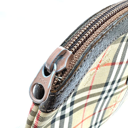 BURBERRY Pouch Canvas / leather beige check