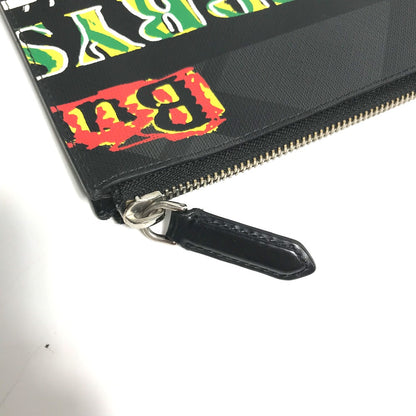 BURBERRY Clutch bag leather black Graffiti Check