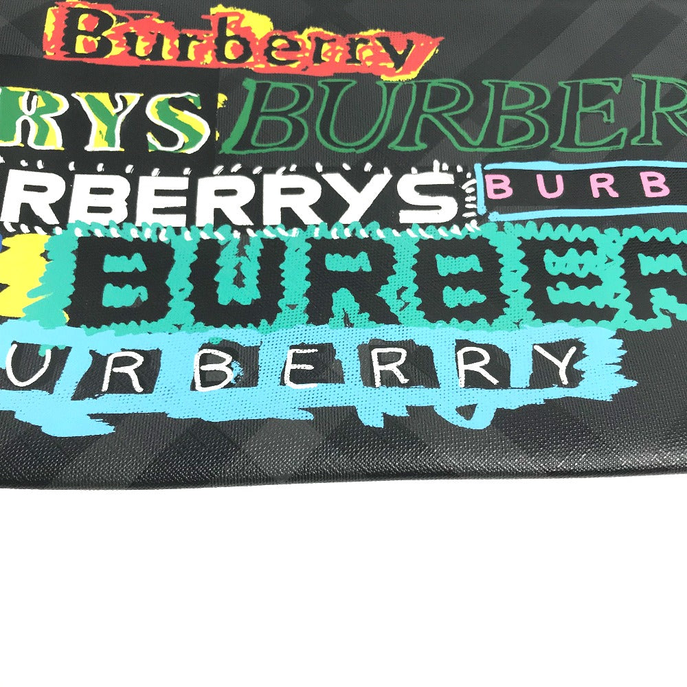 BURBERRY Clutch bag leather black Graffiti Check