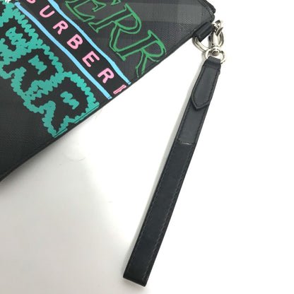 BURBERRY Clutch bag leather black Graffiti Check