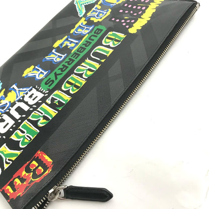 BURBERRY Clutch bag leather black Graffiti Check