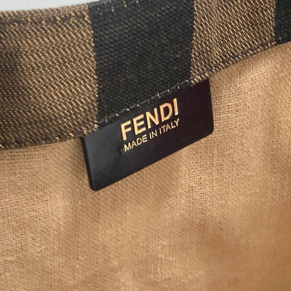 FENDI Tote Bag 8BH252 Leather / canvas Brown Shoulder Bag Shoulder Bag Pecan