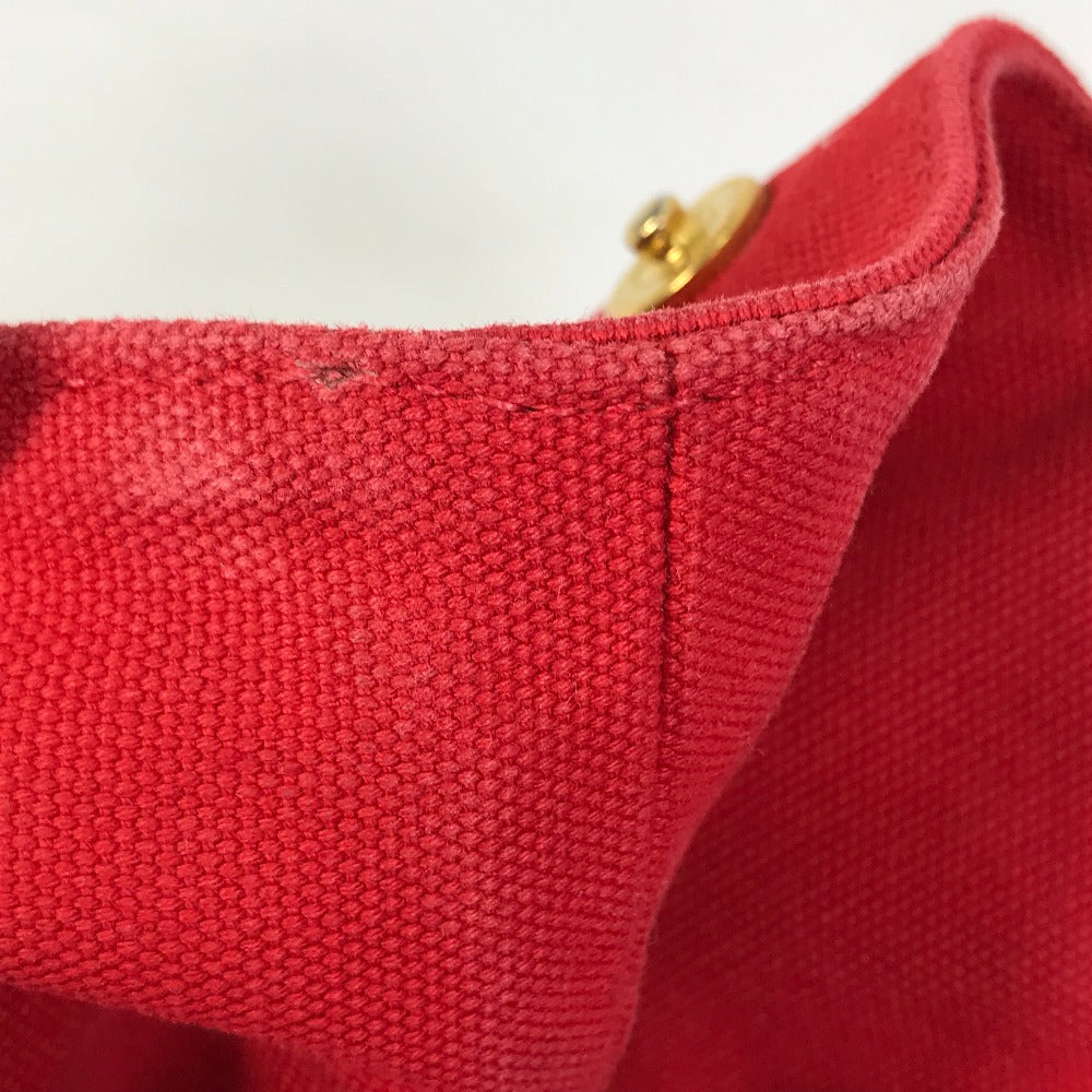 PRADA Tote Bag canvas Red Triangle logo plate Canapa GM Bijou Women Used Authentic
