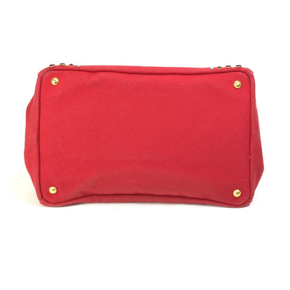 PRADA Tote Bag canvas Red Triangle logo plate Canapa GM Bijou Women Used Authentic