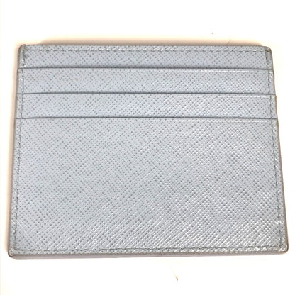 PRADA Card Case leather Light blue Embossed logo
