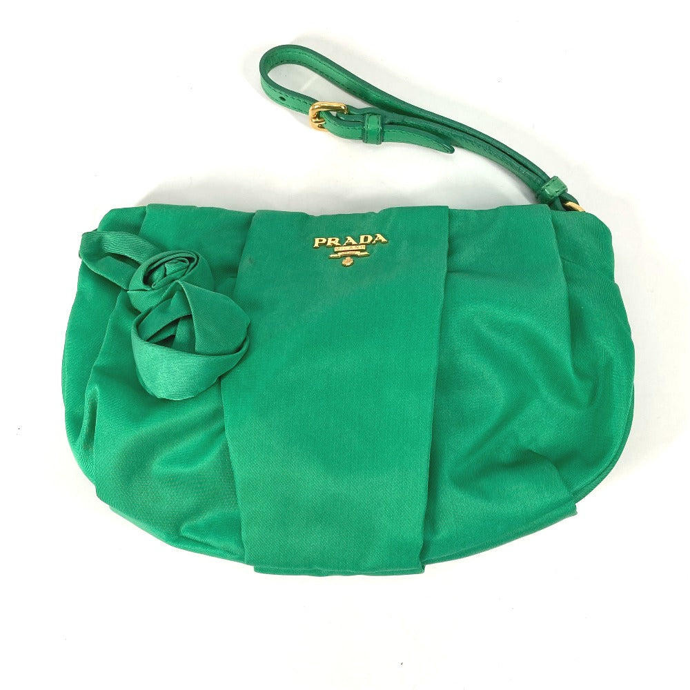 PRADA Clutch bag Nylon green Cosmetics Pouch logo