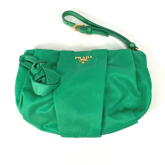 PRADA Clutch bag Nylon green Cosmetics Pouch logo