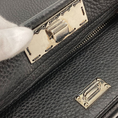 FENDI Handbag 7VA406 leather black Shoulder Bag Crossbody bag Selleria Peekaboo Iconic Fit mens Used Authentic
