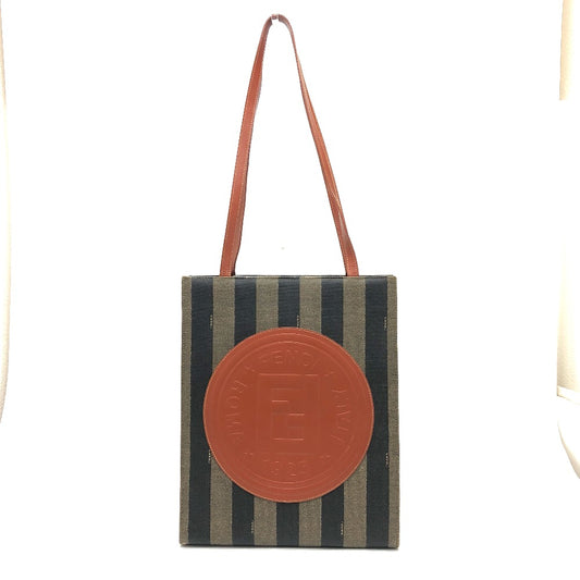 FENDI Tote Bag PVC, Leather khaki Pecan logo