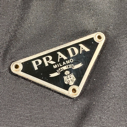 PRADA Handbag Nylon black Triangle logo plate