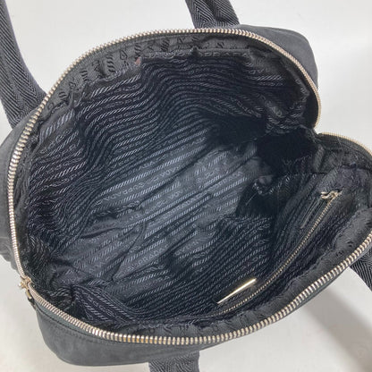 PRADA Handbag Nylon black Triangle logo plate