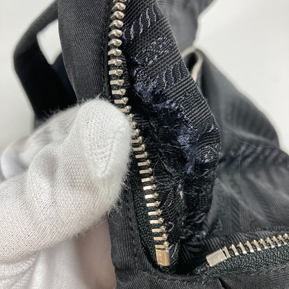 PRADA Handbag Nylon black Triangle logo plate