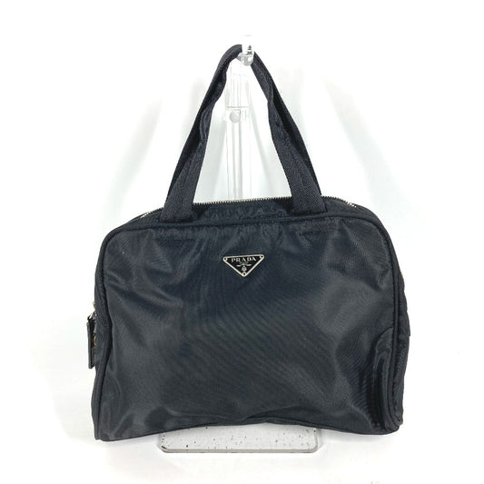 PRADA Handbag Nylon black Triangle logo plate
