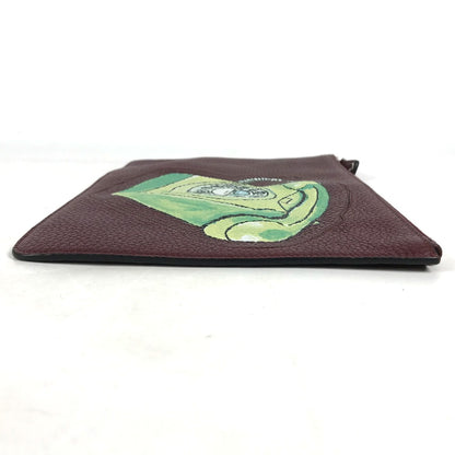 FENDI Clutch bag 7N0078 leather Brown type Pouch pouch Telephone Design mens Used Authentic