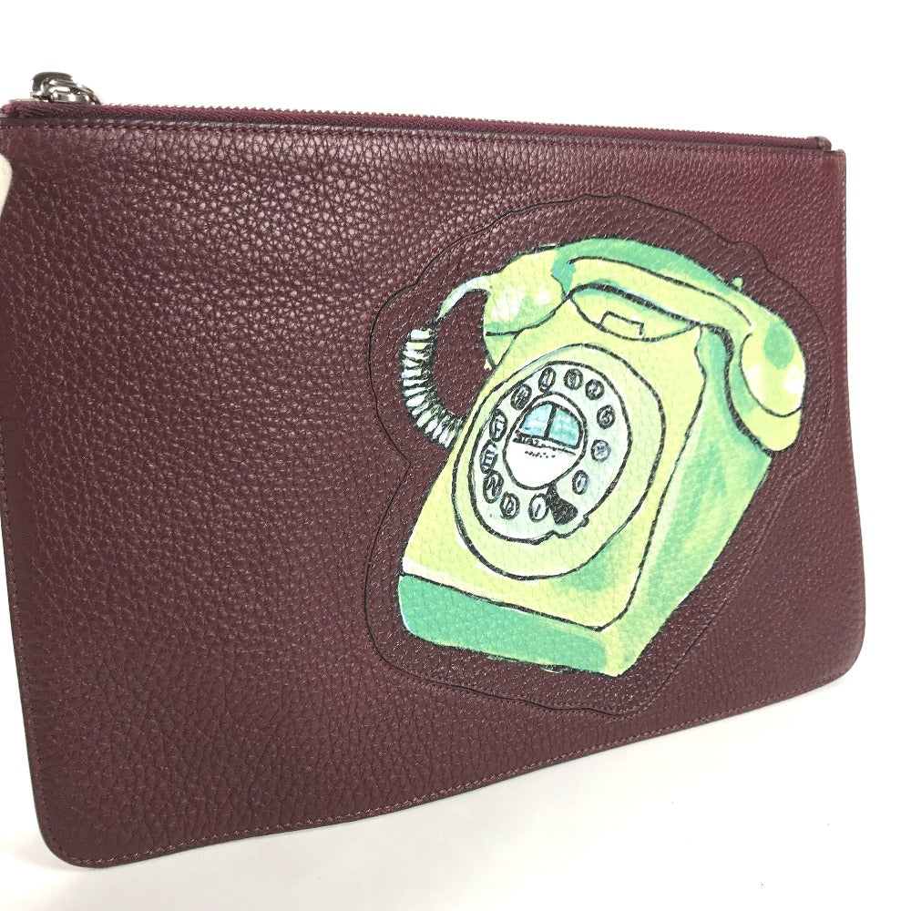 FENDI Clutch bag 7N0078 leather Brown type Pouch pouch Telephone Design mens Used Authentic
