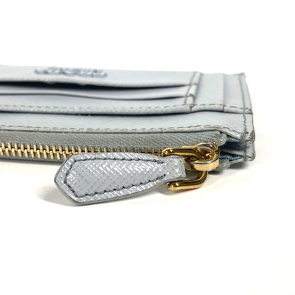 PRADA Coin case saffiano leather blue logo Women Used Authentic