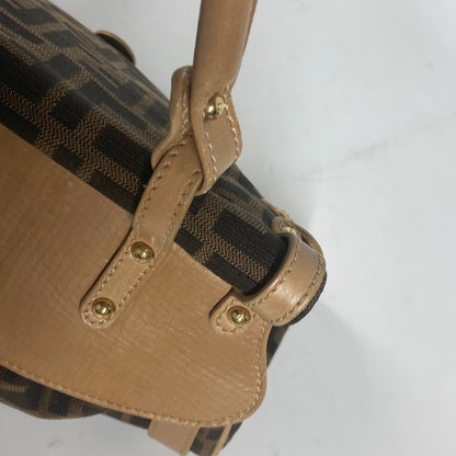 FENDI Handbag Leather / canvas Brown Turn lock Zucca