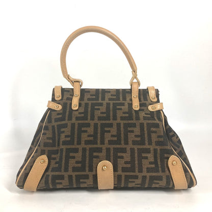 FENDI Handbag Leather / canvas Brown Turn lock Zucca